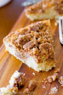 A soft, tender, easy-to-make coffee cake, significant in the crumbs! Recipe at sallysbakingaddiction.com