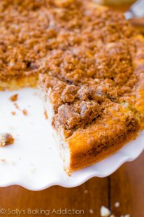 A soft, tender, easy-to-make coffee dessert, significant regarding crumbs! Recipe at sallysbakingaddiction.com