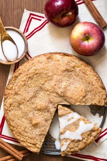 Apple Cinnamon Coffee Cake with crumb topping and vanilla glaze