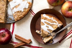 Apple Cinnamon Coffee Cake with crumb topping and vanilla glaze