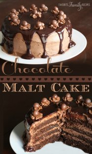 Chocolate Malt Cake with Chocolate Malt Icing from FavFamilyRecipes.com