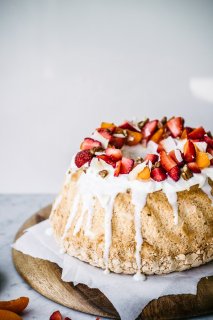 Coconut Angel Food Cake with Greek Yogurt Frosting