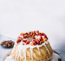 Coconut Angel Food Cake with Greek Yogurt Frosting