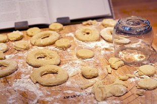 Cutting Sour Cream Old-Fashioned Doughnuts - TheMessyBaker.com