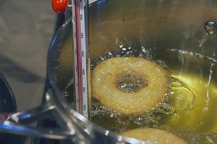 Frying Sour Cream conventional Doughnuts - TheMessyBaker.com