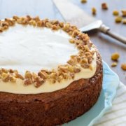 Healthier Carrot Cake with Greek Yogurt Cream Cheese Frosting. So wet and delicious!