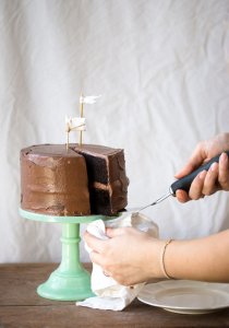 Layered with a creamy fudge frosting, this easy-to-make chocolate layer cake is moist with a deep chocolate flavor. | prettysimplesweet.com