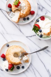 Mini Angel Food Cakes with Fresh Whipped Cream & Berries