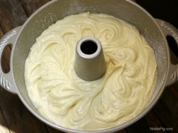 Noble Pig Buttery Almond Pound Cake with Almond Glaze pan