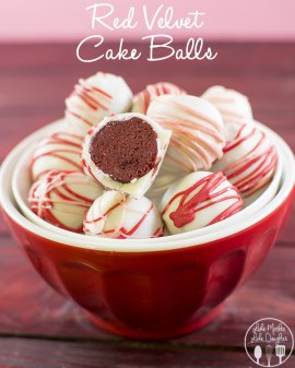 Red Velvet Cake Balls - these delicious little morsels are just like bites of purple velvet cake rolled up and dipped in white chocolate. Perfect treat for valentine's.