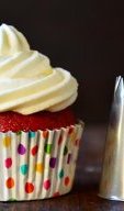 Red Velvet Cupcakes with Piped cream-cheese Frosting from justataste.com #recipe