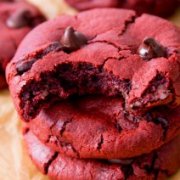 Sally's Baking Addiction Soft-baked Red Velvet Chocolate Chip Cookies. Created from scrape!