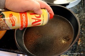 spray pans with PAM