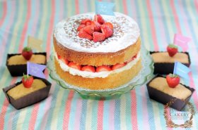 Strawberry jam and whipped cream filled Victoria Sponge Cake by Juniper Cakery