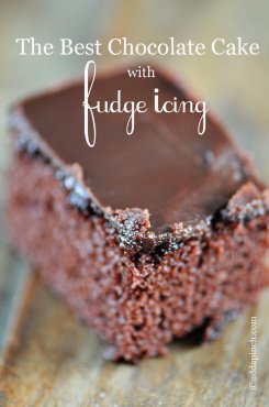 The Best Chocolate Cake with Fudge Icing | ©addapinch.com