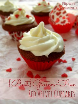 The best gluten-free red velvet recipe that you will ever eat. Moist, sweet, with just a hint of vanilla and cocoa. These cupcakes really are the best! Easy to follow recipe with weight and volume measurements.