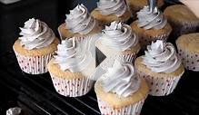 Angel Food Cupcakes with Blackberry Frosting